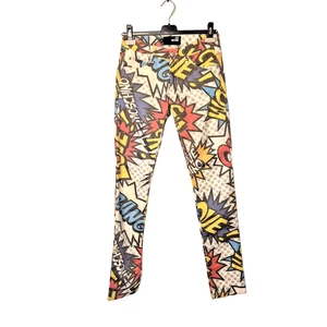 Jeans pantaloni slim fit Love Moschino taglia 27 pop art stampa fumetti all over - Foto 1 di 13