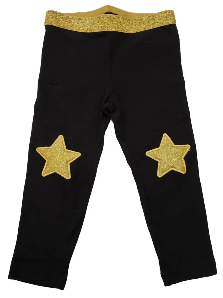 Toddler Girls Black Gold Star Christmas Holiday Leggings Day Stretch Pants 2T - Image 1 of 1