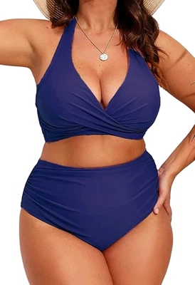 2 Piece Plus Size Tummy Control Tankini Set Swimsuit Cups C-D Size 2XL 18 / 20 - Image 1 of 4
