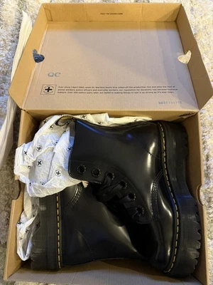 Dr Martens Molly Quad Retro Combat Boots Womens Size 10 Black Buttero Platform - Image 1 of 4