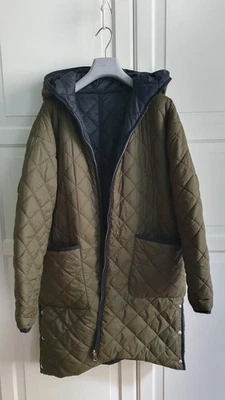 ZARA Wende Stepp Mantel Jacke Parka grün schwarz 164 Herbst Winter - Bild 1 von 4