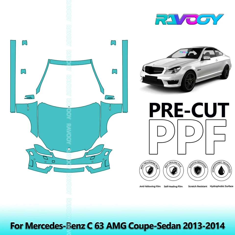  Película de protección de pintura PPF para Mercedes-Benz C 63 AMG cupé-sedán 2013-2014 Foto 1 de 4