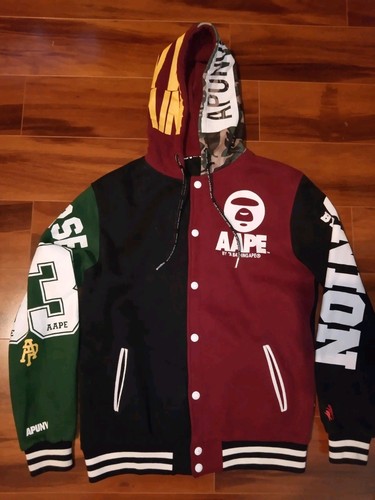 A BATHING APE (BAPE) Felpa con cappuccio Aape by A Bathing Ape giacca varsity abbottonata S M
