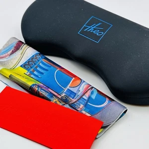 Theo Glasses Case Sunglasses Black Cleaning Cloth Belgium Size L NEW - Picture 1 of 5