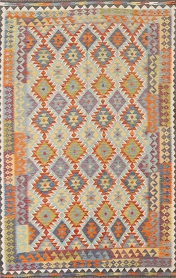 Alfombra Geométrica Kilim Reversible 7x10 Lana Tejida a Mano Alfombra Suroeste Foto 1 de 4