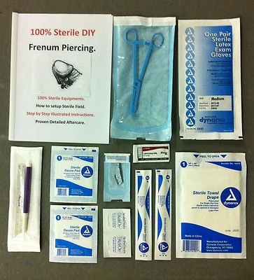 DIY EASY, SAFE & STERILE SINGLE 10G  FRENUM PIERCING KIT with FORCEPS & GUIDE. - Image 1 of 4
