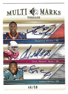 LeSean McCoy Moreno Wells 2009 SP THREADS TRIPLE ROOKIE AUTOGRAPH CARD RC AUTO - Picture 1 of 2