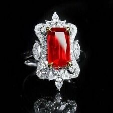 3Ct Emerald Lab-Created Ruby Diamond Women's Wedding Ring 14K White Gold Plated