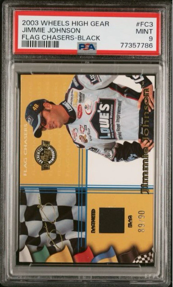 JIMMIE JOHNSON 2003 Wheels High Gear #FC3 Flag Chasers Race Used Flag PSA 9 /90 - Image 1 of 1