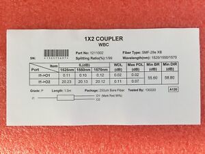 BROWAVE Fiber Splitter/Coupler 1/99, 1525/1550/1570nm, 1x2, SMF-28E, WBC