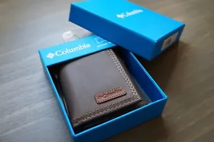 Columbia Leather Trifold Wallet Brand New In Box RN 129919 Brown - Picture 1 of 5
