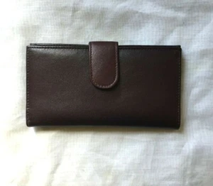 Vintage Noymer Genuine Brown Leather Women's Wallet w/ Calculator and Pen - NEW - Picture 1 of 6