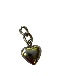 Vintage Gold Tone Heart Bag Bracelet Charm Pendant Puffy Thick Chainlink - Picture 1 of 4