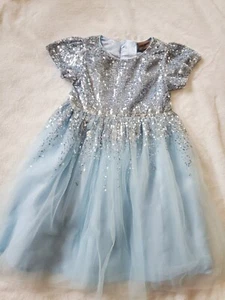 Luna Moon Girls 6 Year Light Blue and Silver Sequin Party Dress - Picture 1 of 9