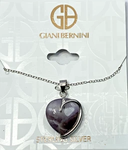 Sterling Silver 925 Amethyst Heart Necklace, 18", Giani Bernini, NOS - Picture 1 of 3