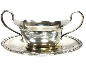 International Silver Camille 6013 Plated Gravy Sauce Boat Silverplate Handles