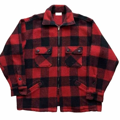 Chaqueta De Colección Brent Montgomery Ward XL Roja Negra Lana Búfalo Cuadros Años 60 Foto 1 de 4
