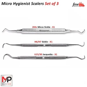 Juego de 3 instrumentos dentales de mano profesional de higiene periodontal escalador de hoz - Imagen 1 de 5