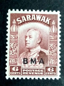 Sarawak Malaya 1945 Sir Charles Vyner Brooke Overprint BMA 6c - 1v MLH - Picture 1 of 3