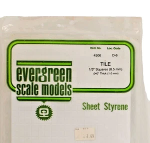 Evergreen Scale Models 4506 Styrene Square Tile 1/3" Square | NOS | Unopened - Bild 1 von 3