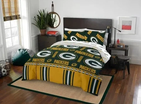 Green Bay Packers NFL Queen 5 Piece Comforter Bedding Set .. NEW , NEVER USED Cover