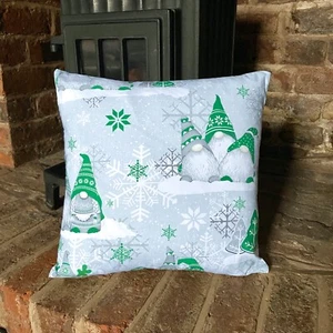991.Christmas Dwarfs in Lime Green 100% Cotton Cushion Cover Various sizes - Picture 1 of 7