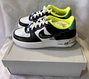 Nike Air Force 1 '07 LV8 Low GS White/Black-Lazer Blue-Volt DX3349-100 4.5Y NIB! - Picture 1 of 8