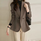 Womens Wool Blend One Button Lapel Collar Casual Blazer Coat Slim Short