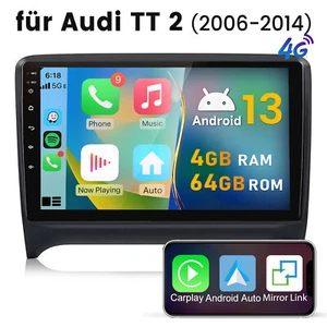 Für Audi TT MK2 8J 2006-2014 Android 13 Autoradio 4+64GB Carplay GPS NAV 4G DAB+ - Bild 1 von 13