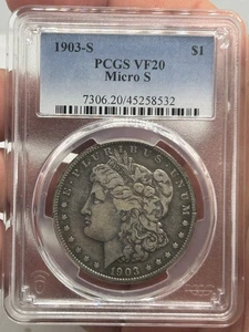 MICRO S 1903-S $1 PCGS VF-20 ~ MEJOR FECHA TOP-100 PLATA VARIEDAD DÓLAR MORGAN - Imagen 1 de 11