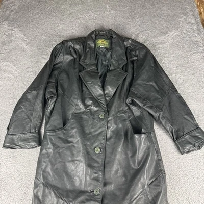Avanti Womens Rare Green Genuine Leather Jacket Trench Coat M Vintage 1980s/90s - Image 1 of 4