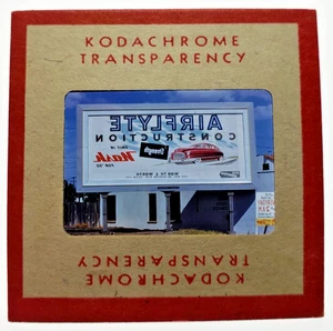 Kodachrome Red Border Slide | 1949 NASH AIRFLYTE CONSTRUCTION Billboard Sign Ad - Picture 1 of 3