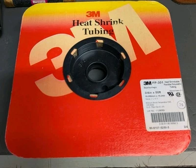 TUBO DE POLIOLEFINA FLEXIBLE PARED DELGADA TERMOCONTRAÍBLE 3M FP-301 3/4" NEGRO 50' Foto 1 de 2