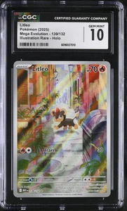 (PSA) CGC 10 Litleo Mega Evolution Ilustración Tarjeta Pokémon Rara #139 Gema Como Nueva - Imagen 1 de 3