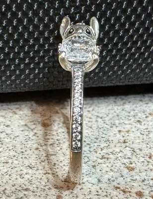 Pandora Disney Stitch & Stone Ring 925 Sterling Silver Cubic Zirconia  Size M  - Image 1 of 4