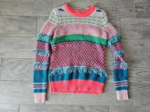 Girl's Cat & Jack Sweater Fringed Knit Pullover Size XL 14/16 Multicolors - Picture 1 of 14