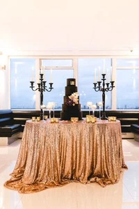 SEQUIN TABLECLOTH OVERLAY 120" ROUND 9 COLOURS EVENTS WEDDING DECOR - Picture 1 of 11