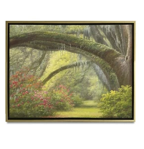 Hungryartist - Pintura al óleo original de un bosque de flores sobre lienzo 12x16 enmarcado - Imagen 1 de 6