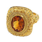 3463-*14K Yellow Gold Patterned Citrine Ring Approx 2.33Cts 3.59Grams Size 6