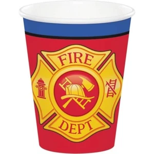 Flaming Fire Truck Cups (8) - Birthday Party Supplies - Picture 1 of 1