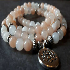 6MM Topaz Bracelet 108 Beads Lotus Pendant Wrist Spirituality Bless Lucky Energy