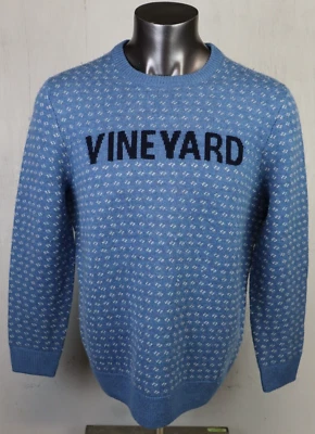 Mens Vineyard Vines Sweater Blue White Crewneck XX Merino Wool Size L New - Image 1 of 4