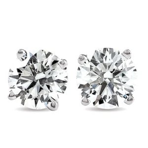 Huge 3 CT TW. Round Lab Grown Diamond Screw Back Studs 14K White Gold - Picture 1 of 5
