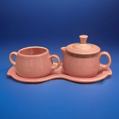 Fiestaware Azúcar y Tapa, Crema, Juego Bandeja Rosa Peonía Cerámica EE. UU. LEER Foto 1 de 4