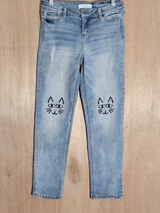 celebrity pink jeans girls size 16 skinny stretch embroidered cat mid rise blue - Picture 1 of 9