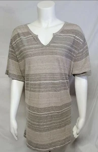 Mens Structure Shirt XXL Tan V Neck with Stripes - Picture 1 of 7