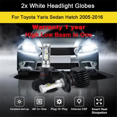 For Toyota Yaris Sedan Hatch 2013 2014 2015 Headlight Globes High Low Beam bulb - image 1 of 4