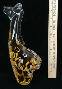 Estatuilla de jirafa vidrio soplado a mano obra de arte transparente y dorado blanco 10" pisapapeles - Imagen 1 de 7