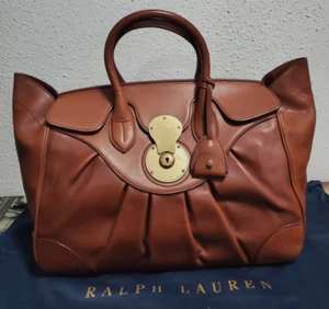 RALPH LAUREN PURPLE LABEL PLISSEE RICKY BRAUN VACHETTA LEDER DAMEN UMHÄNGETASCHE TASCHE - Bild 1 von 19