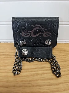 Portafoglio a tre scomparti in pelle Orange County Choppers con catena 13" 4" x 3" - Foto 1 di 15